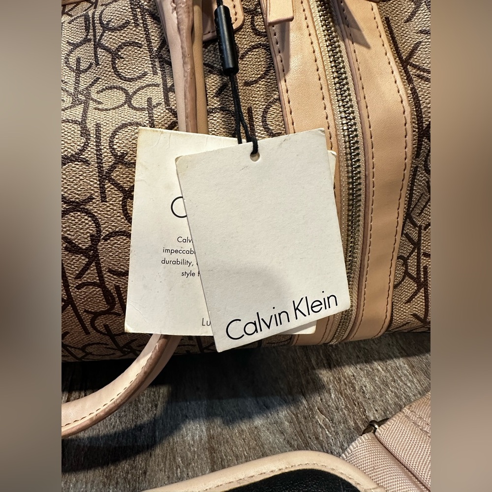Calvin Klein Beige and Brown Monogram Bag